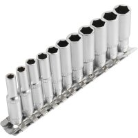 TECPO Steckschlüssel Satz, Zollgrößen 1/4", 11-tlg + Umschaltknarre 1/4"