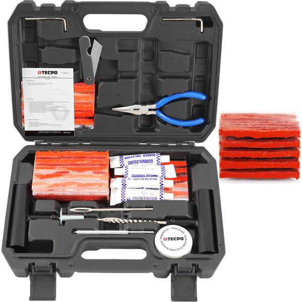 TECPO Reifenreparatur Set, 78-teilig + 50x Reifen Reparaturstopfen