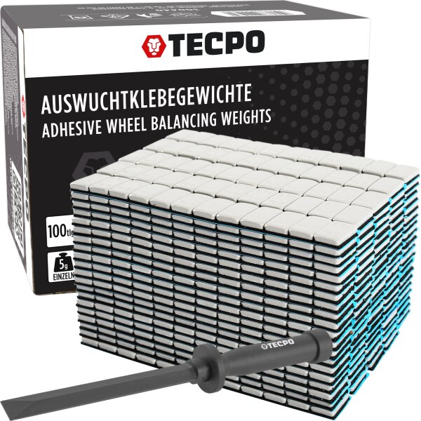 1200x TECPO Klebegewichte Auswucht Gewichte, 5g + Kunststoffschaber