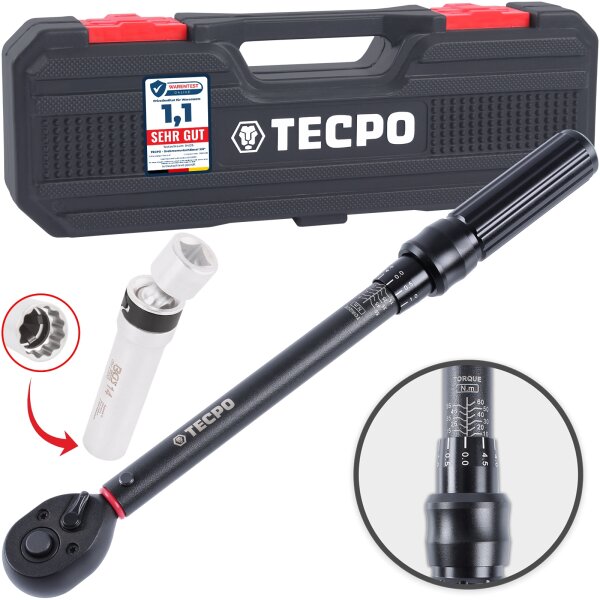 TECPO Drehmomentschlüssel 3/8" + Gelenk-Einsatz