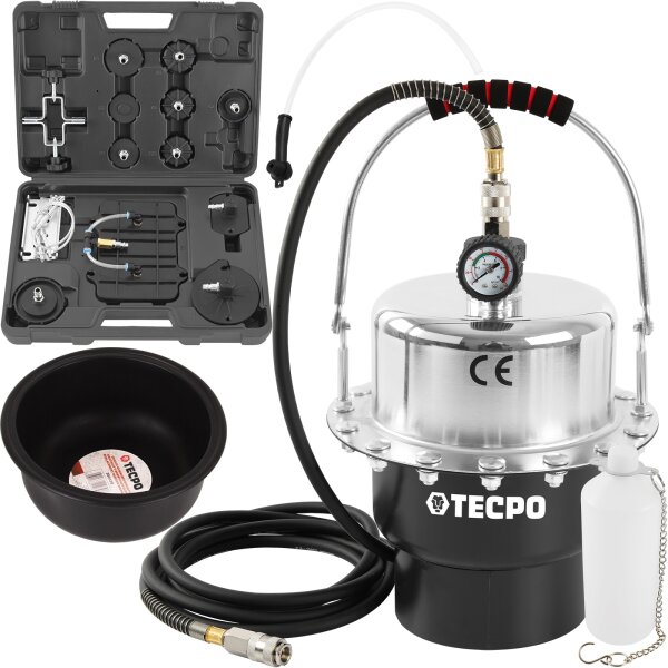 TECPO Druckluft Bremsenentlüftungsgerät, 5 Liter + Ersatz-Gummimembran