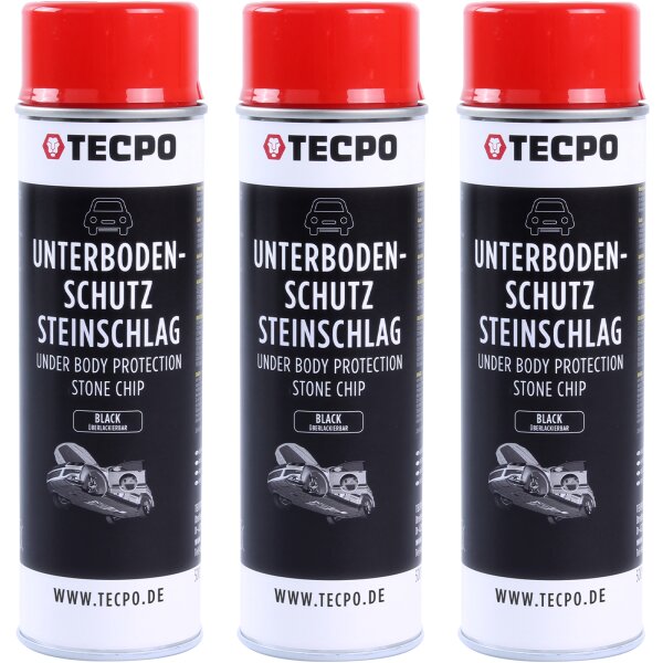 3x TECPO Unterbodenschutz überlackierbar schwarz, 500 ml