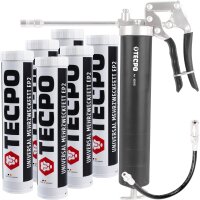 TECPO Einhand-Fettpresse + 6x Universal Mehrzweckfett...