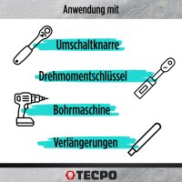 TECPO Steckschlüsselsatz, Innenvielzahn Nüsse, 1/2 Zoll, 10-tlg + Vielzahn Steckschlüssel Satz SW 8-36 mm