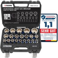 TECPO Steckschlüsselsatz, Innenvielzahn Nüsse, 1/2 Zoll, 10-tlg + Vielzahn Steckschlüssel Satz SW 8-36 mm