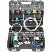 TECPO Kühlsystem Abdrückgerät + TECPO Kühlerfrostschutz Rot, 5 Liter