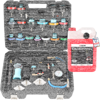 TECPO Kühlsystem Abdrückgerät + TECPO Kühlerfrostschutz Rot, 5 Liter
