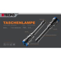 TECPO Taschenlampe 8000 lumen + Mechaniker Handsch