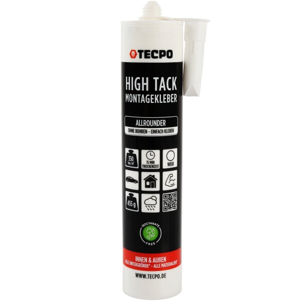 TECPO Montagekleber HIGH TACK Baukleber, 1x 455g Kleber + Dichtstoffe MS-Polymer SMP