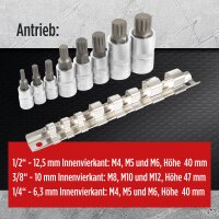 TECPO Bit-Einsatz-Satz | Innenvielzahn-Satz XZN Set | M4...
