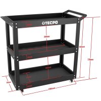 TECPO Werkstattwagen | 300 kg Tragkraft | 3 Etagen