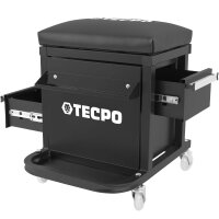 TECPO Werkstatt-Rollsitz 150 kg mobiler Werkstatthocker mit 2 Schubladen