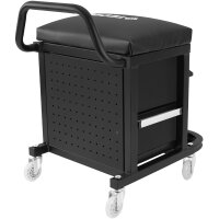 TECPO Werkstatt-Rollsitz 150 kg mobiler Werkstatthocker mit 2 Schubladen