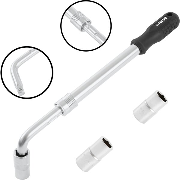 TECPO Radmutterschlüssel-Set Teleskop, SW 17-19mm 21-23mm
