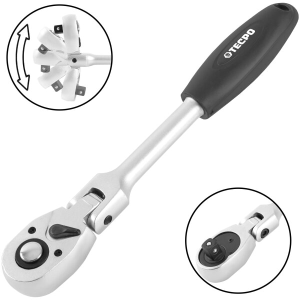 TECPO Gelenkknarre 1/2" Ratsche flexibel mit Schnellverschluss