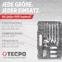 TECPO Zoll Steckschlüssel Satz 92-tlg. Werkzeugkoffer britisch