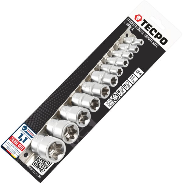 TECPO Außen Torx Steckschlüssel Satz 1/4 und 3/8 Zoll Nüsse E4-E20