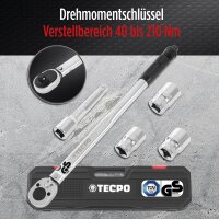 TECPO Drehmomentschlüssel 1/2 Zoll, 40-210 Nm +...
