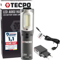 TECPO LED Akku Handlampe 1000 Lumen IP54 + USB...