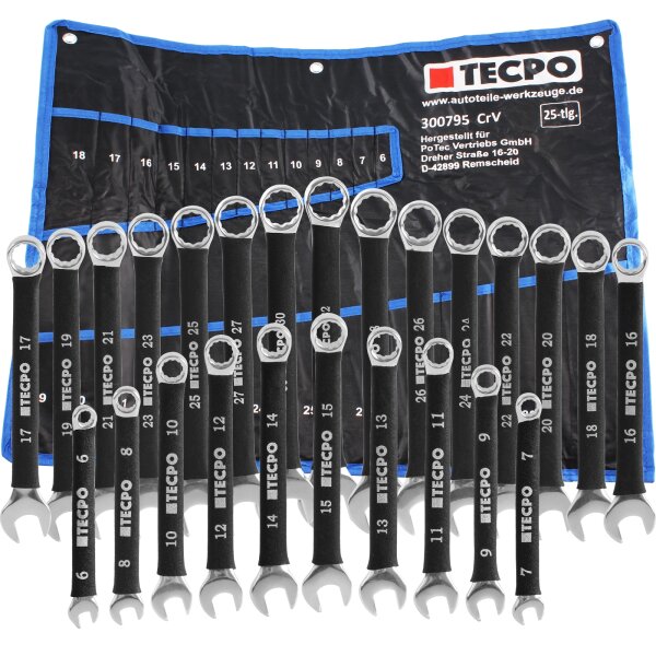 TECPO Maulringschlüssel-Satz mit rutschfesten Griff, 6-32mm