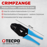 TECPO Kabelschuh- Crimpzange 0,5-6 mm für isolierte...