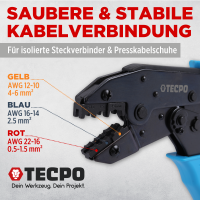 TECPO Kabelschuh- Crimpzange 0,5-6 mm für isolierte Kabelverbinder