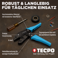 TECPO Kabelschuh- Crimpzange 0,5-6 mm für isolierte Kabelverbinder
