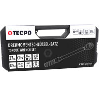 TECPO Drehmomentschlüssel Set 3/8" 5-50 Nm CR-V 72 Zähne Länge 375 mm + Nüsse