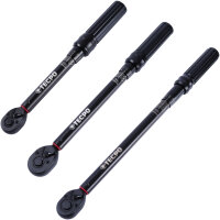 TECPO Drehmomentschlüssel-Satz 32-tlg. mit 1/4", 3/8" und 1/2" Antrieb, Bits, Nüssen und Zubehör – Drehmomentbereiche von 5–200 Nm