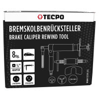 TECPO Druckluft Bremskolbenrücksteller 8-tlg. | rechts/links drehend | Universal Adapter 2-Pin 3-Pin 4-Pin | 3/8" Antrieb