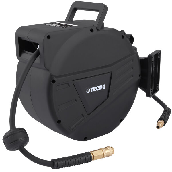 TECPO Automatik-Druckluftschlauch-Aufroller 10 m Hybrid-Schlauch mit Stoppfunktion und 1/4" BSPT Anschluss