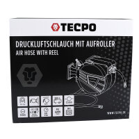 TECPO Automatik-Druckluftschlauch-Aufroller 10 m Hybrid-Schlauch mit Stoppfunktion und 1/4" BSPT Anschluss