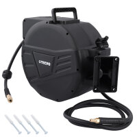 TECPO Automatik-Druckluftschlauch-Aufroller 20+2 m Hybrid-Schlauch mit Stoppfunktion und 1/4" BSPT Anschluss