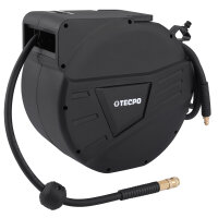 TECPO Automatik-Druckluftschlauch-Aufroller 20+2 m Hybrid-Schlauch mit Stoppfunktion und 1/4" BSPT Anschluss