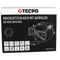 TECPO Automatik-Druckluftschlauch-Aufroller 20+2 m Hybrid-Schlauch mit Stoppfunktion und 1/4" BSPT Anschluss
