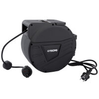 TECPO Automatik Kabelaufroller 10 m Stromkabel mit Stoppfunktion, Wandhalterung IP20 + 1,5 m Zuleitung