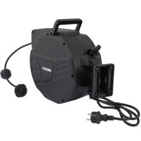 TECPO Automatik Kabelaufroller 10 m Stromkabel mit Stoppfunktion, Wandhalterung IP20 + 1,5 m Zuleitung