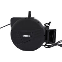 TECPO Automatik Kabelaufroller 10 m Stromkabel mit Stoppfunktion, Wandhalterung IP20 + 1,5 m Zuleitung
