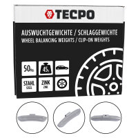 TECPO Auswuchtgewichte Schlaggewichte 45g Zink für Stahlfelgen, 50-tlg.