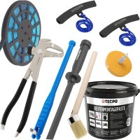 TECPO Auswuchtzange + Felgenkantenschutz + Klebegewicht Schaber Entferner + Ventileinzieher + Reifen Montagepaste mit Pinsel + Auswucht Gewichte + Radierer