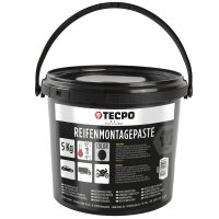 TECPO Reifenmontagepaste schwarz 5 kg + Pinsel + Auswuchtzange + Einziehwerkzeug + Schaber