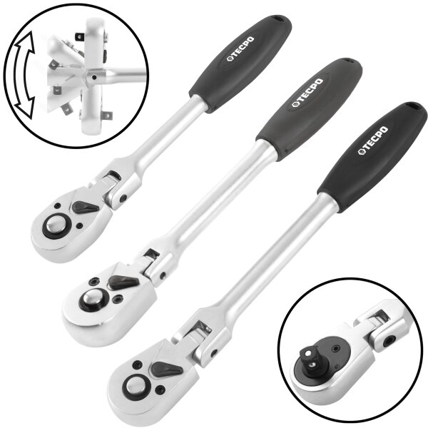 TECPO Gelenkknarren 1/4" 3/8" 1/2" Ratschen flexibel mit Schnellverschluss