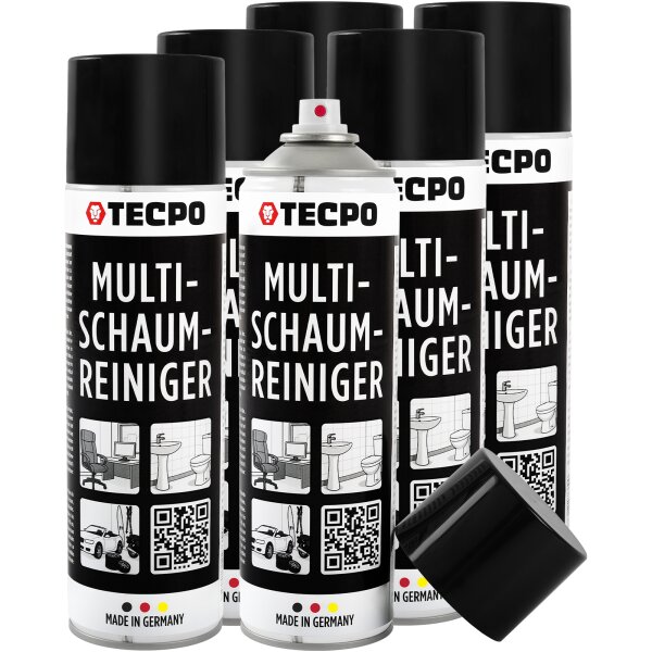 TECPO Multi-Schaumreiniger, 6x 500 ml Aktivschaum für Polster, Scheiben, Kunststoff und Metall Ultra Clean
