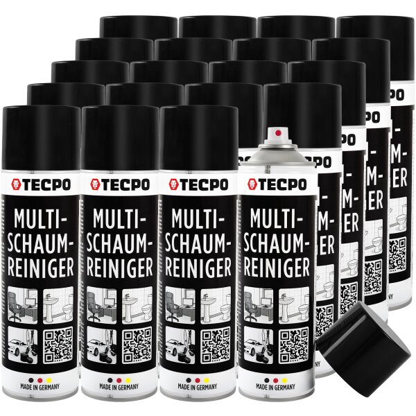 TECPO Multi-Schaumreiniger, 20x 500 ml Aktivschaum für Polster, Scheiben, Kunststoff und Metall Ultra Clean