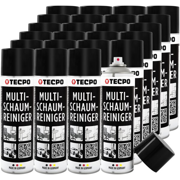 TECPO Multi-Schaumreiniger, 24x 500 ml Aktivschaum für Polster, Scheiben, Kunststoff und Metall Ultra Clean