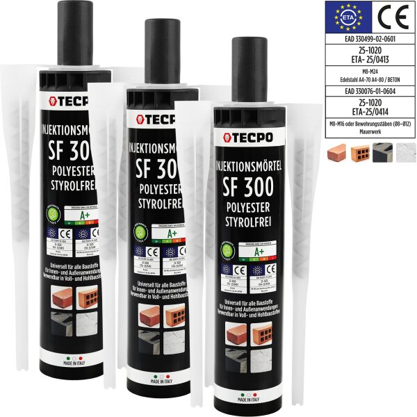 3x TECPO Injektionsmörtel SF 300 Verbundmörtel Montagemörtel 300ml