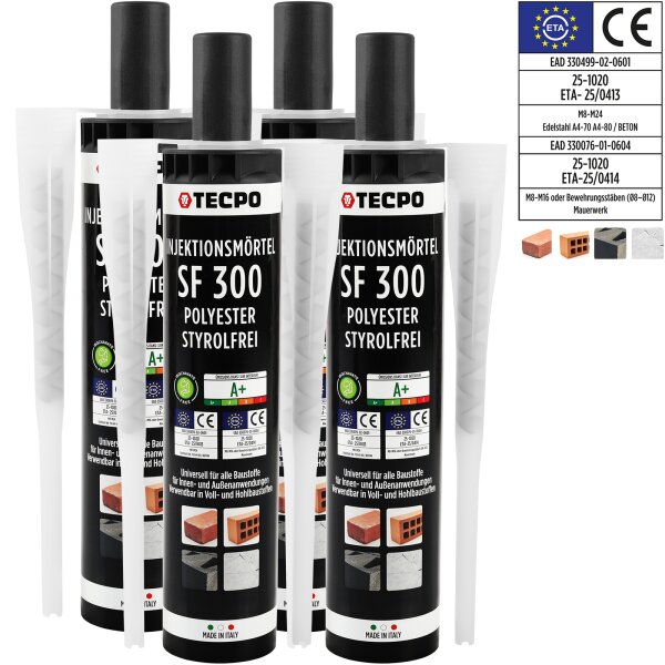 4x TECPO Injektionsmörtel SF 300 Verbundmörtel Montagemörtel 300ml