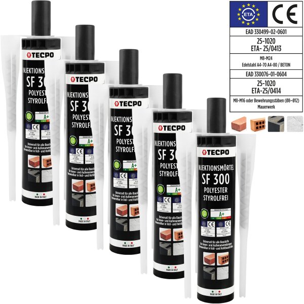 5x TECPO Injektionsmörtel SF 300 Verbundmörtel Montagemörtel 300ml