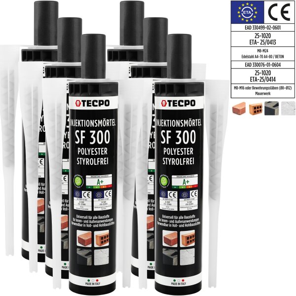 6x TECPO Injektionsmörtel SF 300 Verbundmörtel Montagemörtel 300ml