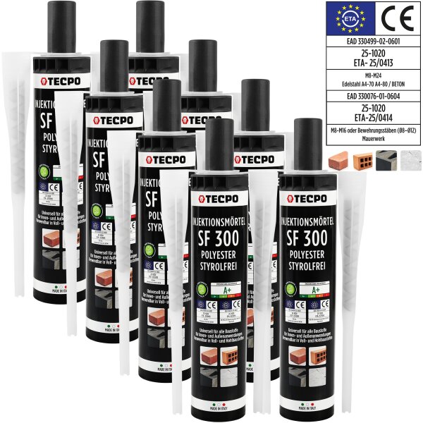 8x TECPO Injektionsmörtel SF 300 Verbundmörtel Montagemörtel 300ml